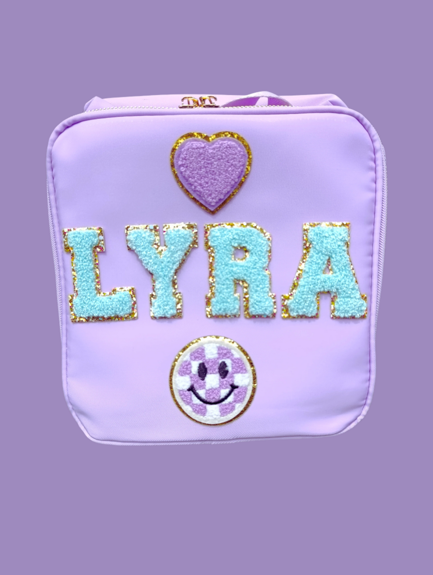 Customised Lunch Tote with Chenille Alphabet and Icon Patches
