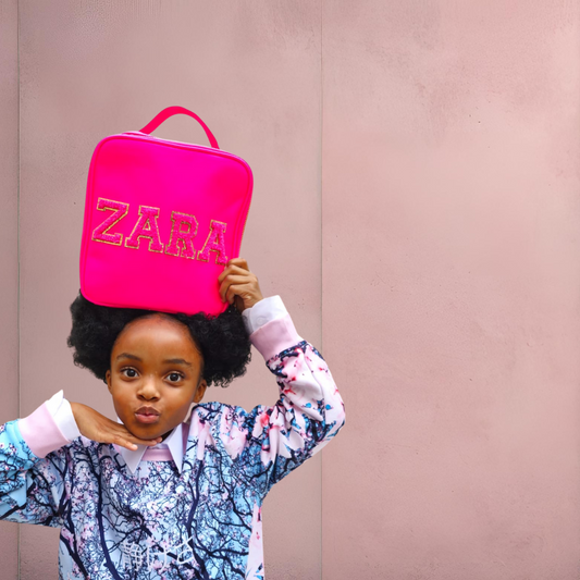 Customised Lunch Tote with Chenille Alphabet and Icon Patches